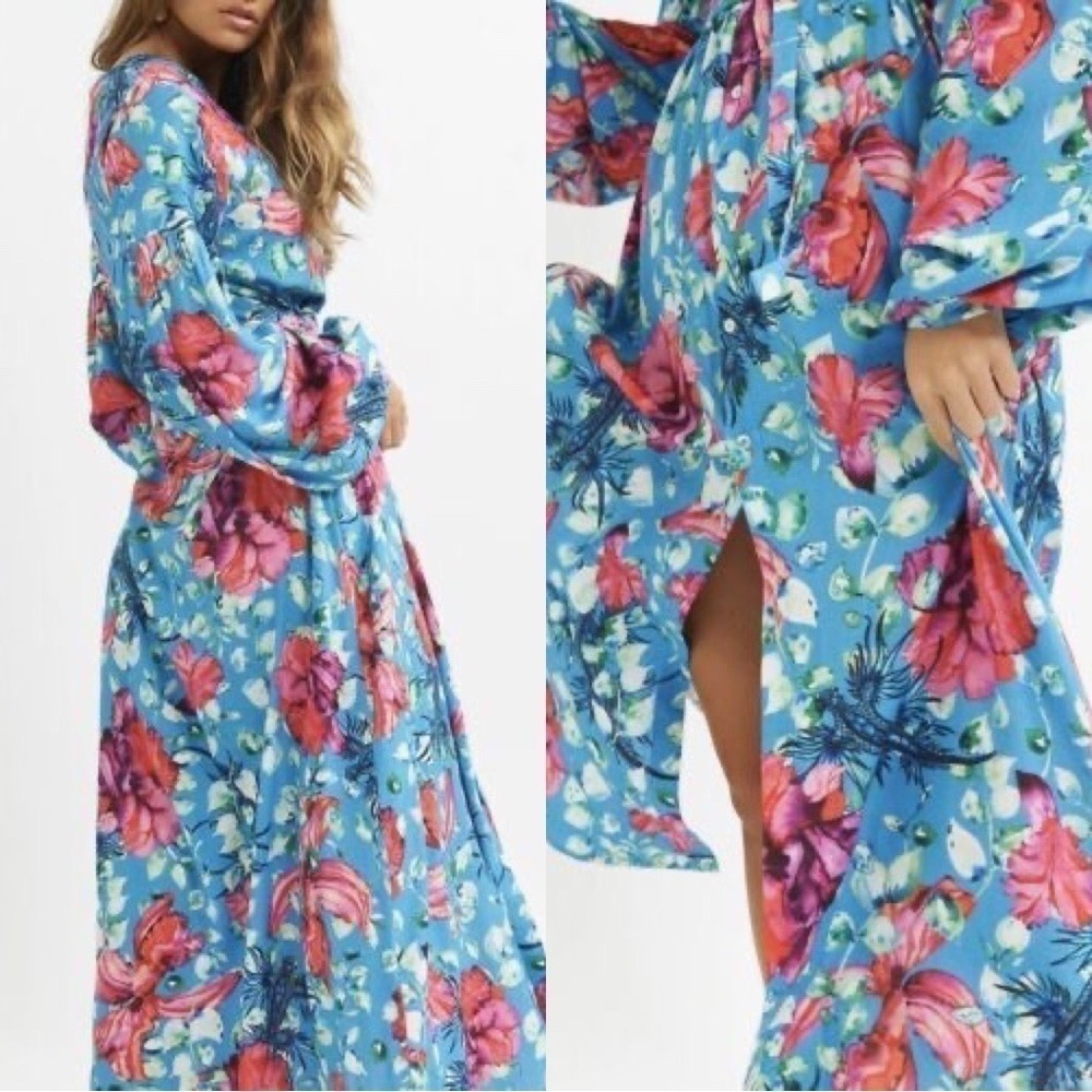 ANTHROPOLOGIE ORANE SIGAL 100% Cotton Floral Cover-up Maxi Dress Medium - Picture 2 of 6